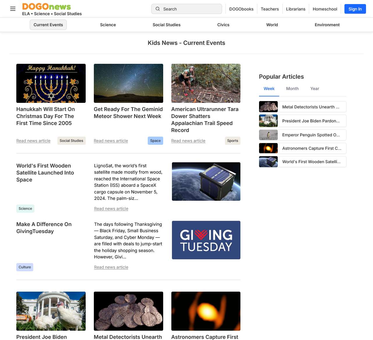 DOGO News - Kids news articles! Kids current events; plus kids news on science, sports, and more!
