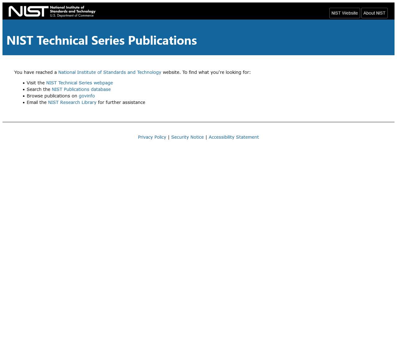 NIST Technical Series Publications