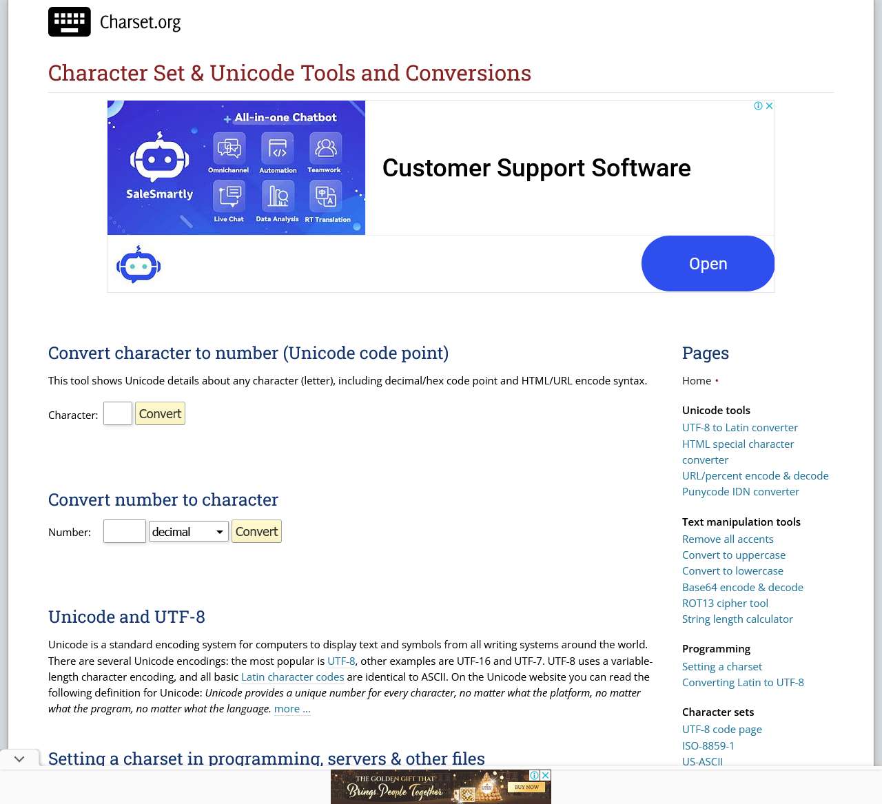 Charset.org: Character Set Tools, Conversions and Programming